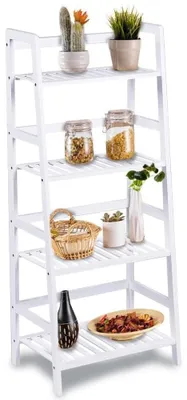 Image de Étagère en bambou avec 4 étagères, idéale pour le salon et le bureau