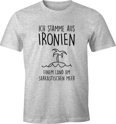 Image de T-shirt homme « Je viens d'Ironie, un pays au bord de la mer sarcastique » - T-shirt humoristique Moonworks® gris chiné 4XL