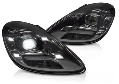 Produktbild von VOLL LED Tagfahrlicht Scheinwerfer Set passend für Porsche Boxster / Cayman 718 2016- schwarz