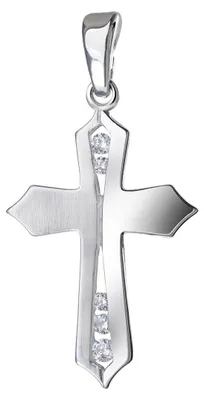 Produktbild von MATERIA Kleine Kreuzkette Silber 925 mit Zirkonia mattiert rhodiniert für Damen Kinder inkl. Geschenk-Box #KA-115