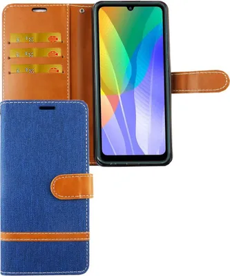 Produktbild von Huawei Y6P Handy Hülle Schutz Tasche Case Cover Kartenfach Etui Wallet Blau