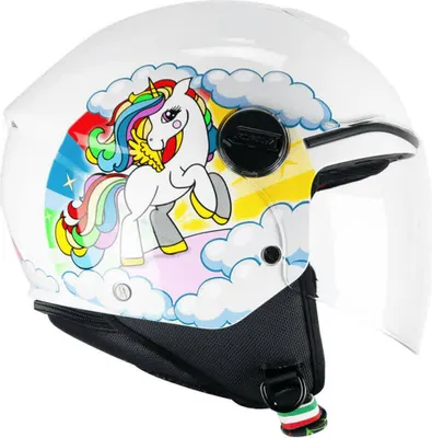 Produktbild von Kinder Motorradhelm CGM 261D MINI Dreams Glänzendes Weißes Fuchsia-Himmelblau größe JM