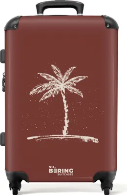 Produktbild von NoBoringSuitcases.com Hartschalen Koffer Mittelgroß 67x43x25 cm, 72L, Männer mit Palme: Rot mit weißer Palme, Reisekoffer mit 4 Rollen