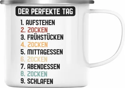 Produktbild von Trendation - Gamer Emaille Tasse Geschenk Jungen Zocker Mitbringsel Männer Emaille Tassen Zocken Gaming Geschenkideen PC Kinder Zubehör Spruch Lustig Jungs (Silber)