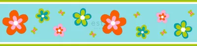 Produktbild von ESTAhome Tapetenbordüre Blumen Türkis und Orange - 174609 - 13,25 cm x 5 m