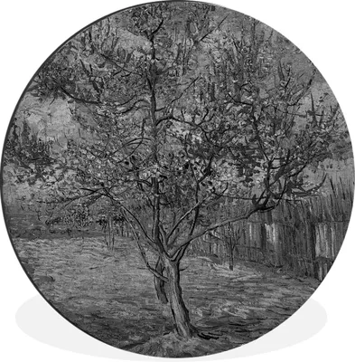 Produktbild von MuchoWow® Aluminium Wandkreis Der rosa Pfirsichbaum - Vincent van Gogh Ø 60 cm Wanddeko Modern Wohnzimmer - Wand Kreis - Wandbild - Schlafzimmer - Aluminium Bild - Kinderzimmer - Wohnzimmer Dekoration - Wandschmuck