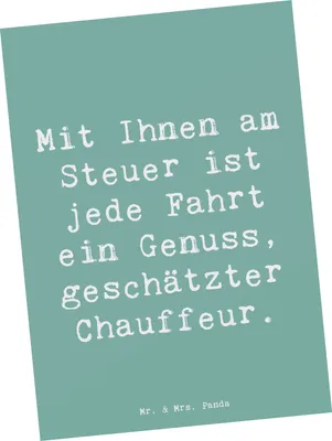 Produktbild von Mr. & Mrs. Panda Postkarte Spruch Chauffeur Genussfahrt - Meeresbrise - Geschenk, Anerkennung, Aufmerksamkeit, Bedanken, Bemühungen, einzelkarte, Grußkarte, sicher