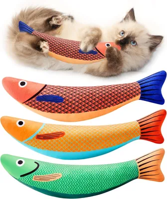 Productafbeelding van Kattenspeelgoed vis met kattenkruid - set van 3 - kickers van 24,9 cm