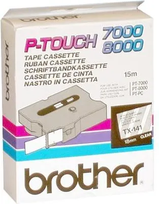 Immagine prodotto di Brother TX-141 Nastro adesivo laminato 18 mm nero trasparente P-Touch -B