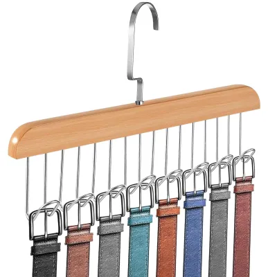 Riemenhalter aus Holz, 8 Haken, 360° drehbar, bis 24 Teile