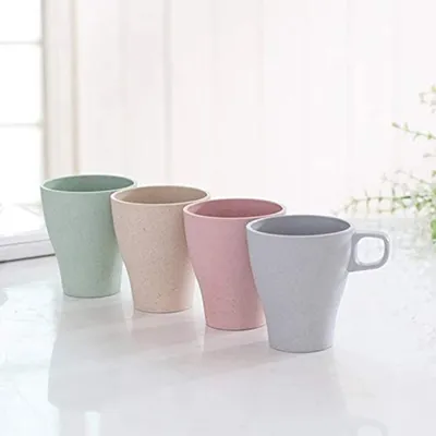 Produktbild von Öko Bambus Kaffeetasse ohne Melamin - leicht und robust als Tee Camping oder Kinderbecher - 4er Set BPA frei spülmaschinenfest