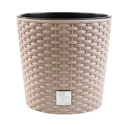 Produktbild von Blumentopf Blumenkübel Rattanoptik Übertopf Pflanzkübel Round 30 cm Mocca
