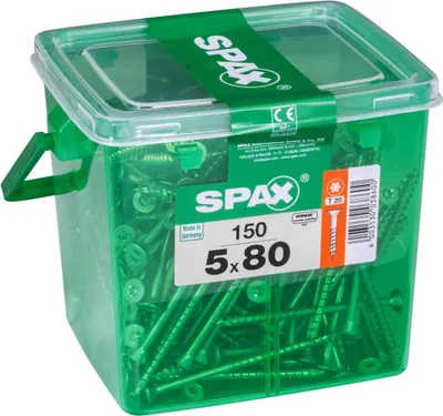Immagine prodotto di Set 150 viti SPAX Torx in acciaio a testa svasata, Diam.5 mm x L.80 mm