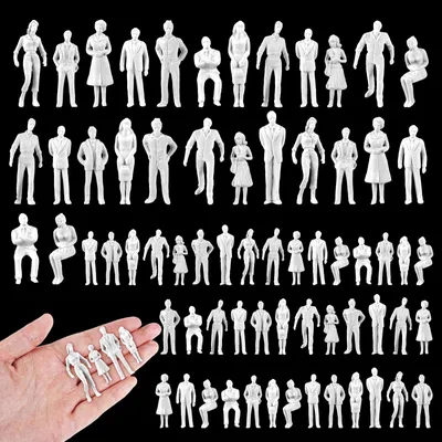 70 Miniatur-Figuren 1:50 & 1:75, bemalte Menschen, ABS-Kunststoff
