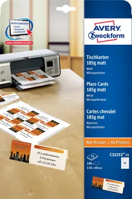 Zdjęcie produktu dla Avery Zweckform® C32253-25 Wizytówki 110 x 40 mm(S)