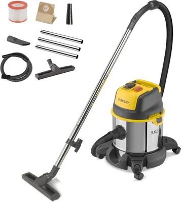 Immagine prodotto di Aspiratore industriale Stanley a secco senza sacco con presa di corrente 3200W serbatoio in acciaio resistente agli urti