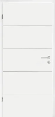 Produktbild von Hörmann DesignLine Holz-Türblatt - Stripe 15 mit 4 Linien - RAL 9016 Verkehrsweiß  - 860 x 2110 - DIN links - mit Schlüssellochbohrung