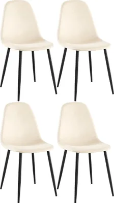 Produktbild von CLP 4er Set Esszimmerstühle Napier gepolstert bis 150 kg belastbar creme Material Samt