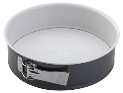 Produktbild von Dr. Oetker Springform Ø 26 cm EXCLUSIVE, Backform mit schnitt- & kratzfestem Flachboden mit Emaille-Versiegelung, runde Kuchenform mit Ring aus Stahlblech (Farbe: Grau-Braun/Crème) Menge: 1 Stück