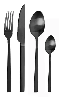 Produktbild von Besteckset für 24 Personen – Schwarz, satiniert, Edelstahl ohne Nickel