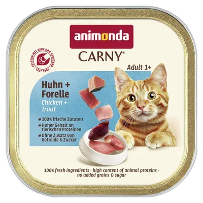 Productafbeelding van ANIMONDA CARNY natvoer voor katten, met kip en forel, 85g