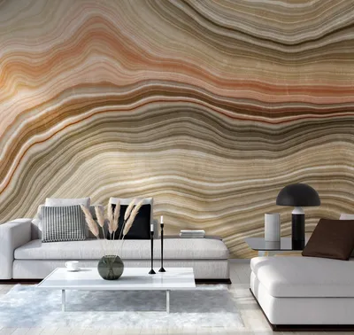 Produktbild von NEWROOM Tapete Beige Vliestapete  - Wandbild Modern Orange Grün Struktur Linien Tapete 3D Optik Mustertapete