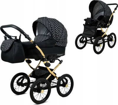 Produktbild von BabyLux® Margaret Gold | 2in1 Kinderwagen Set | White Dots | Kombikinderwagen | Kinderwagenset |