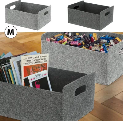 Produktbild von Aufbewahrungsbox "M-Box" 2er Set Filz faltbar 31x25x13cm hellgrau dunkelgrau Box Filxbox Korb Ordnungskorb