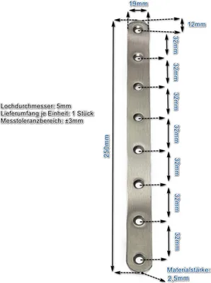 Produktbild von Edelstahl Verbinder 250x19mm Flachverbinder Lochplatte Platte Beschlag
