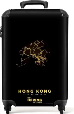 Produktbild von NoBoringSuitcases.com® Kufry Příruční kufr na kolečkách Příruční kufr na kolečkách Malý kufr na 4 kolečkách - Mapa - Zlatá - Mapa - Hongkong - Čína - Příruční velikost < 55x40x23 cm a 55x40x20 cm - Foto kufr - Příruční kufr - Palubní zavazadloPříruční kufr 55x35x20 cm, 36L,