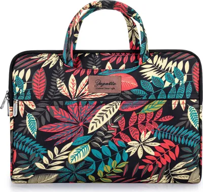 Produktbild von Zagatto ZG628 Qualität Damen Laptop-Tasche Schwarz mit Blumen Motiv 14.1 Zoll Notebooktasche Aktentasche Arbeitstaschen Sleeve  Schutzhülle Handtasche