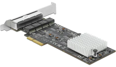 Produktbild von DeLOCK PCI Express x4 zu 4 x RJ45 2,5 GbE, LAN-Adapter