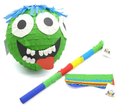 Productafbeelding van Monster-piñata set voor verjaardagsfeestjes - Inclusief stok en masker