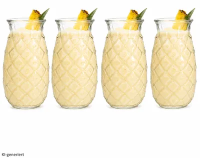 Produktbild von 4x Pina Ananas Gläser 400ml Cocktail-Glas transparent Relief Longdrink Party