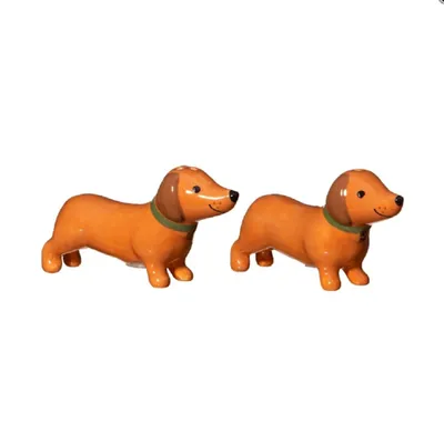 Produktbild von Salz- / Pfefferstreuer Dackel Keramik 2-tlg Dachshund Sausage Dog Braun
