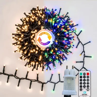 Lichterkette 500 LEDs, 10 m, warmweiß/bunt, IP44, Timer