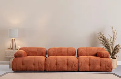 Produktbild von Hanah Home, Petite 3 - Orange, 3-Sitzer-Sofa, BUCHENHOLZ / SPANPLATTEN, Orange, 190 x 95 x 75 cm