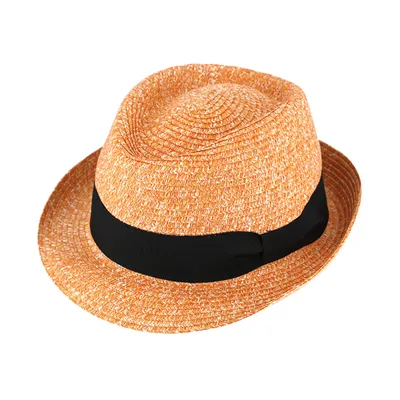Produktbild von Fiebig Papierhut Trilby melange mit passendem Ripsband Tieforange Gr. 55