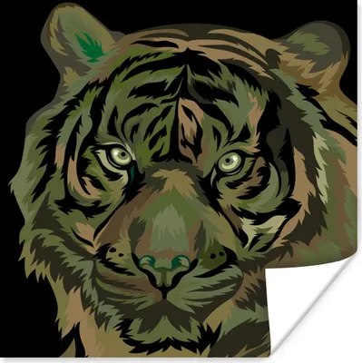 Produktbild von MuchoWow® Poster Tiger - Kopf - Grün 30x30 cm - Wandposter - Printing