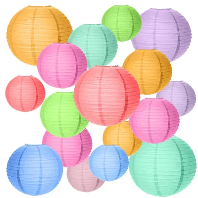 Papierlaternen-Set, 20 Stück, bunt, 10-25 cm, für Partys