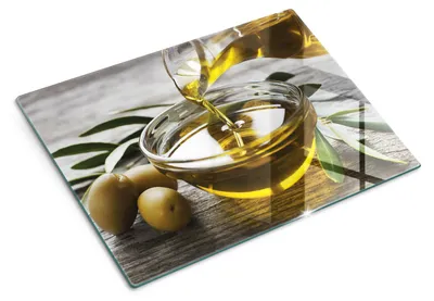 Produktbild von Glas Schneidebrett - 40x30 cm - Küchenbrett - Hartglas - Arbeitsplattenschutz - Servierbrett - Hitzebeständig - Olivenölschale
