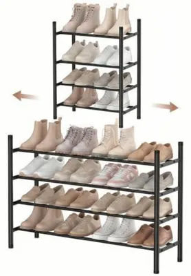 Immagine prodotto di Scaffale espandibile per scarpe, 4 ripiani, metallo, nero