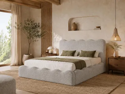 Produktbild von Emlar Polsterbett Bora 160x200 cm - Bett mit Bettkasten & Lattenrost - Bouclé-Stoff - Doppelbett mit Stauraum Grau (Quelle 83)