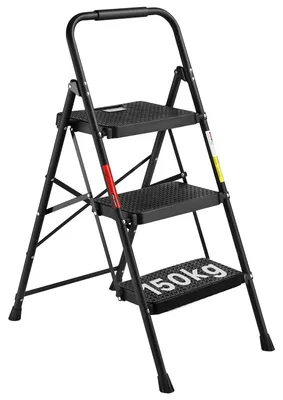 Obrázek produktu pro Skládací žebřík - 3 schůdky - nosnost 150 kg - ocel