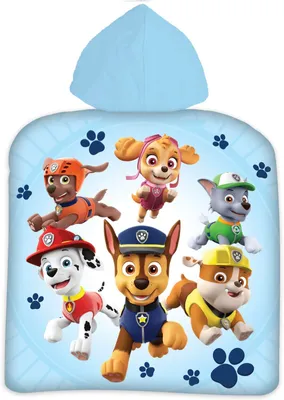 Produktbild von Paw Patrol Kinder Poncho Badetuch mit Kapuze Strandtuch 50x100cm - Pup Gang
