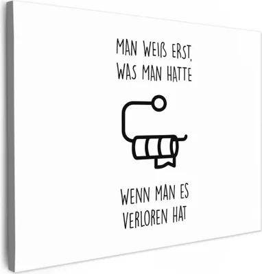 Obrázok produktu pre MuchoWow® - Plátno - Citáty - Biely - Toaletný papier - Humor, nástenná maľba, nástenné dekorácie, obrazy do obývačky, 40x30cm