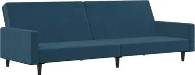 Imagen del producto de vidaXL Sofá cama de 2 plazas, color azul, tapizado en terciopelo