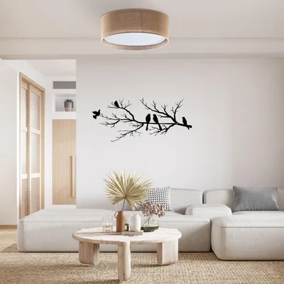 Produktbild von Metallene Wanddekoration schwarz mit Vögeln für Wohnzimmer und Garten