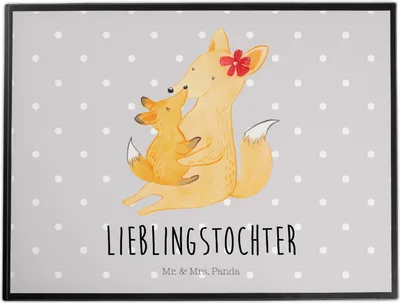 Produktbild von Mr. & Mrs. Panda tischauflage Fuchs Mama - Grau Pastell - Geschenk, Schreibunterlage, Muttertag, tischauflagen, schreibtischunterlage, Mami, bürounterlage, Mutter, Schoß