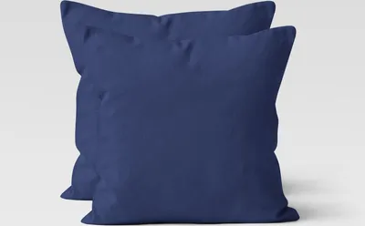 Produktbild von 2er Set Renforcé UNI Kissenhüllen 80x80 cm Kopfkissen Garnitur 100% Baumwolle Mit Reißverschluss navyblau